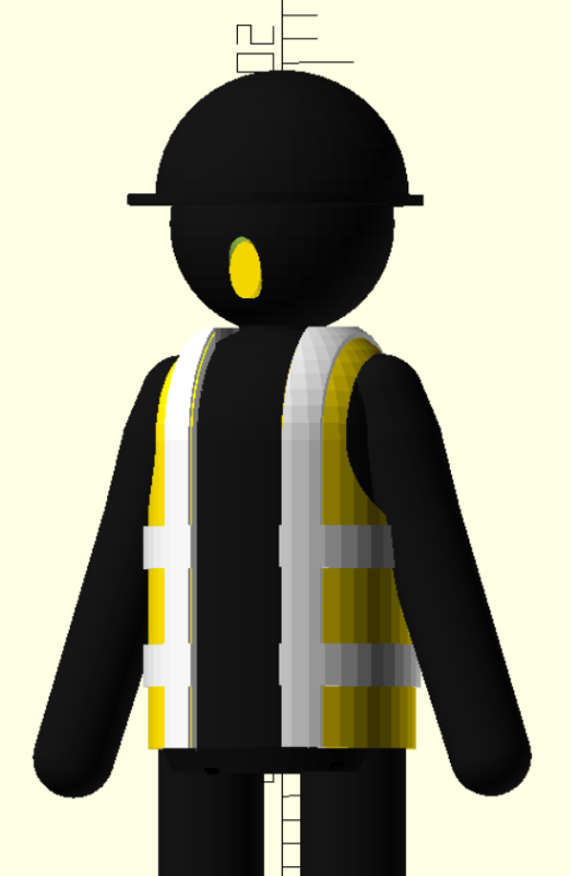 Close-up rendered view of the Konstruktivmannchen 3D-printable statuette.