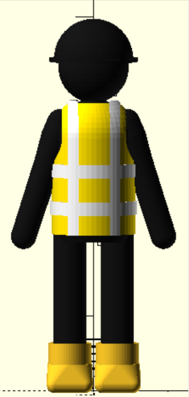 Rear rendered view of the Konstruktivmannchen 3D-printable statuette.